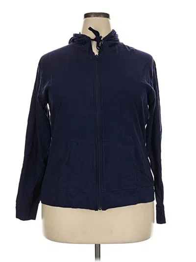 Pre-owned Hanes Zip Up Hoodie In Blue
