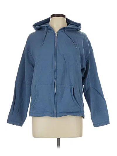Pre-owned Hanes Zip Up Hoodie In Blue
