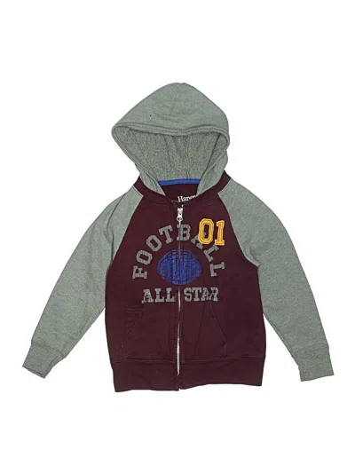 Pre-owned Hanes Kids' Zip Up Hoodie In Burgundy
