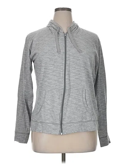 Pre-owned Hanes Zip Up Hoodie In Gray