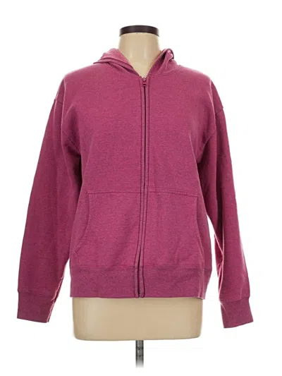 Pre-owned Hanes Zip Up Hoodie In Pink