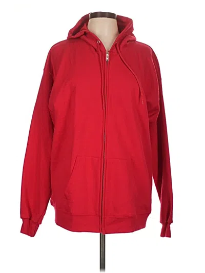 Pre-owned Hanes Zip Up Hoodie In Red
