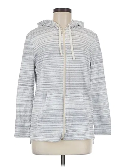 Pre-owned Hanes Zip Up Hoodie In Silver