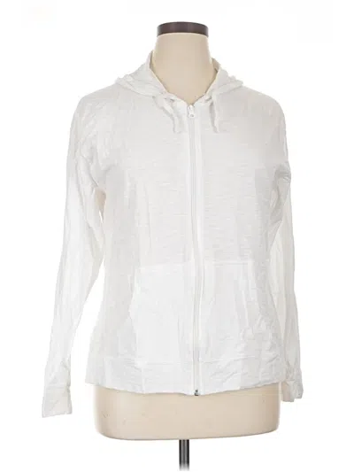 Pre-owned Hanes Zip Up Hoodie In White