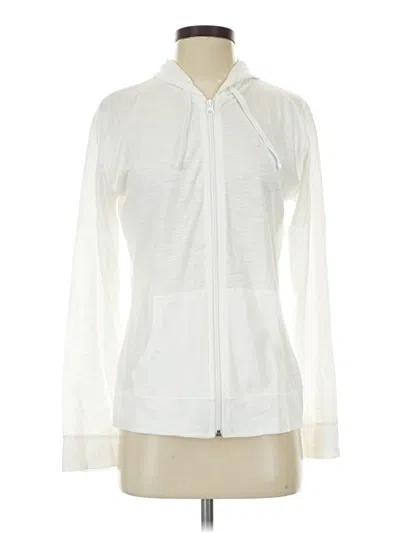 Pre-owned Hanes Zip Up Hoodie In White