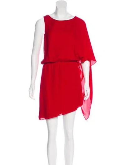 Pre-owned Haney Asymmetrical Knee-length Dress In Red