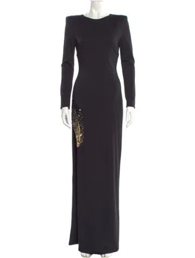 Pre-owned Haney Bateau Neckline Long Dress In Gray