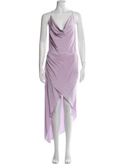 Pre-owned Haney Cowl Neck Midi Length Dress In Purple