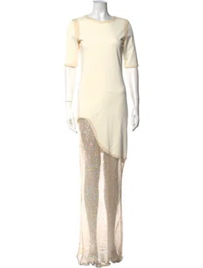 Pre-owned Haney Crew Neck Long Dress In White