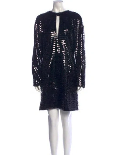 Pre-owned Haney Crew Neck Mini Dress In Black