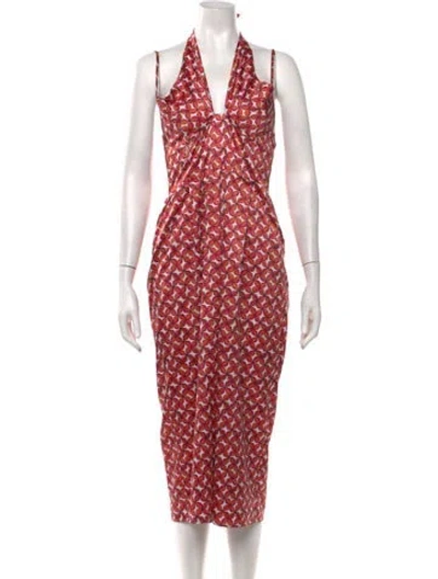 Pre-owned Haney Floral Print V-neck Jumpsuit In Orange