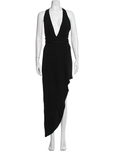 Pre-owned Haney Halterneck Long Dress In Black