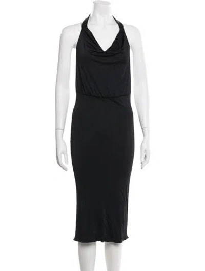 Pre-owned Haney Halterneck Midi Length Dress W/ Tags In Black