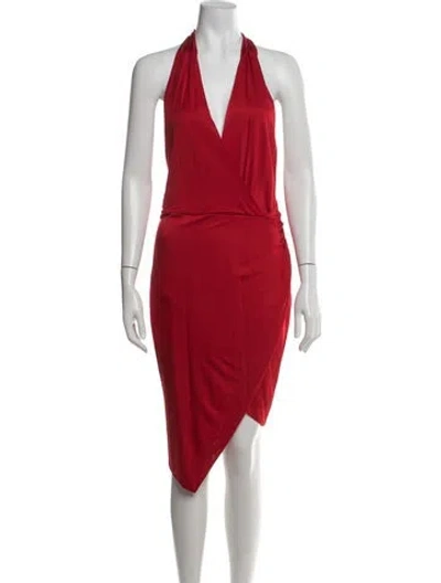 Pre-owned Haney Halterneck Mini Dress In Red