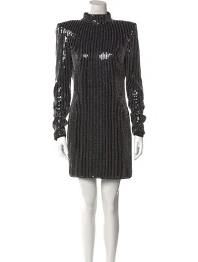 Pre-owned Haney Mock Neck Mini Dress In Black