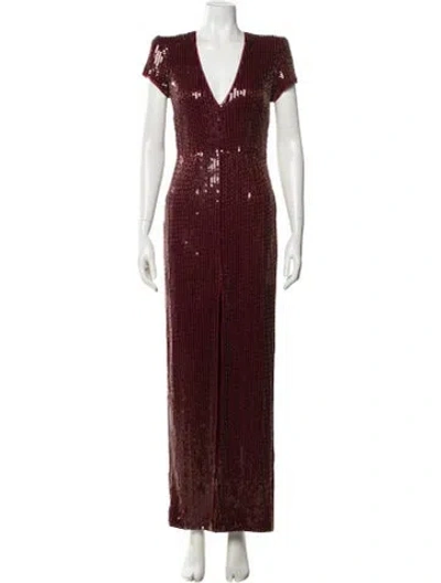 Pre-owned Haney Nylon Long Dress In Burgundy