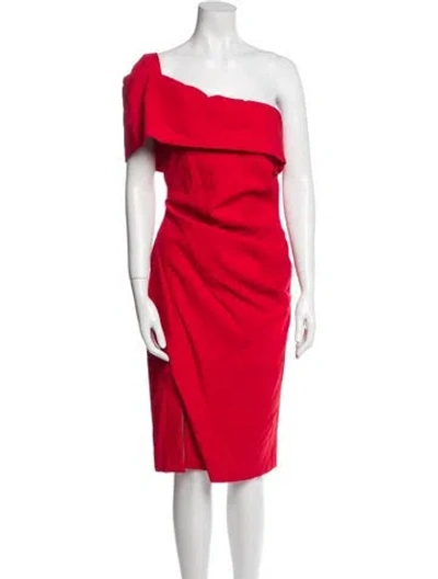 Pre-owned Haney One-shoulder Knee-length Dress In Red