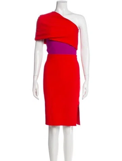 Pre-owned Haney One-shoulder Knee-length Dress W/ Tags In Red