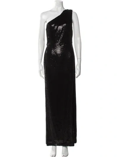 Pre-owned Haney One-shoulder Long Dress In Black