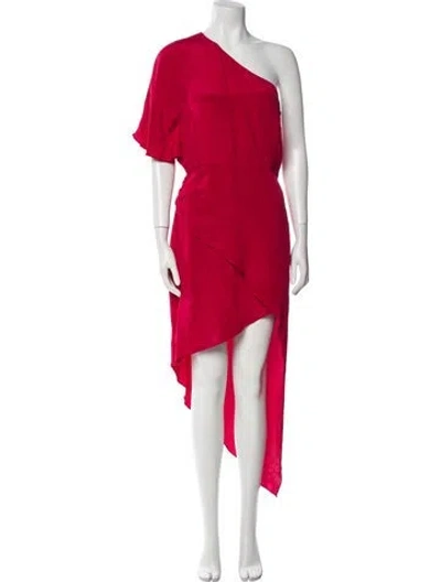Pre-owned Haney One-shoulder Long Dress In Red