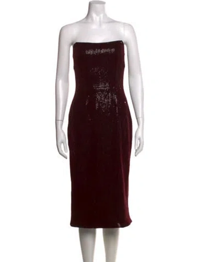 Pre-owned Haney Patterned Knee-length Dress In Burgundy