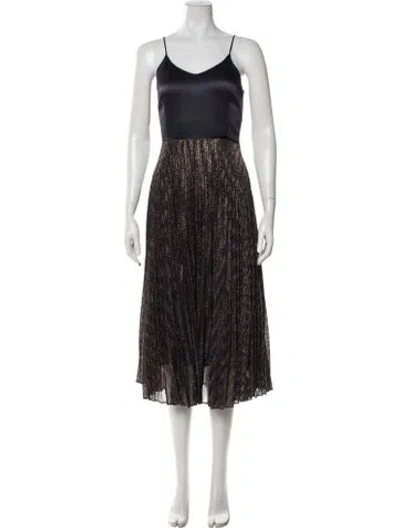 Pre-owned Haney Patterned Midi Length Dress In Blue/gold