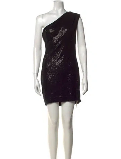 Pre-owned Haney Patterned Mini Dress In Black