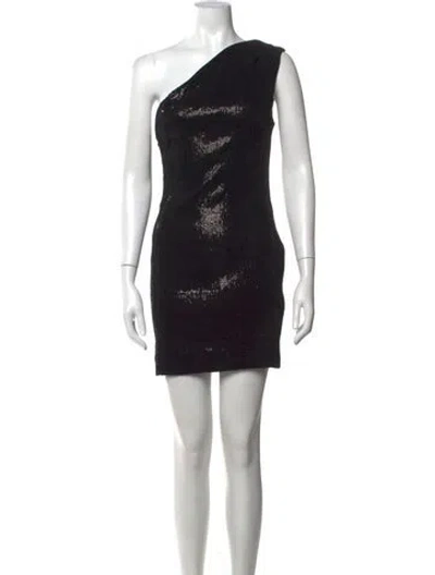 Pre-owned Haney Printed Mini Dress In Black