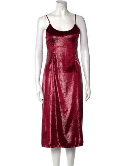 Pre-owned Haney Scoop Neck Midi Length Dress In Burgundy