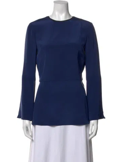 Pre-owned Haney Silk Crew Neck Top In Blue