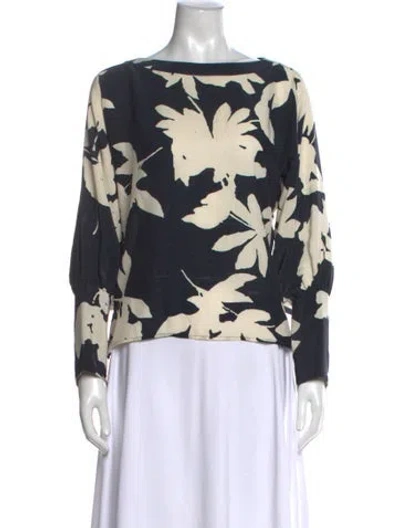 Pre-owned Haney Silk Floral Print Blouse In Multi