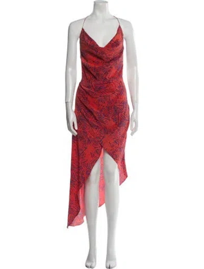 Pre-owned Haney Silk Knee-length Dress In Red