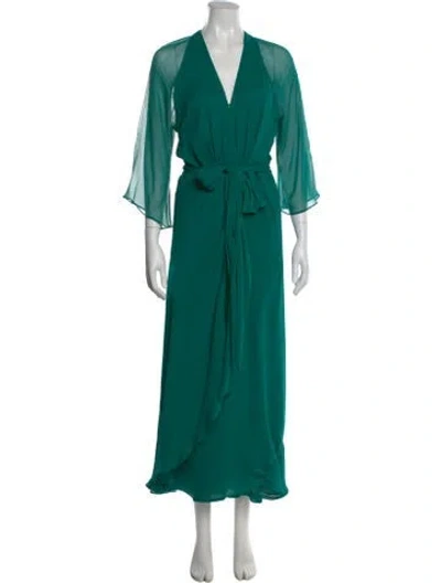 Pre-owned Haney Silk Long Dress In Green