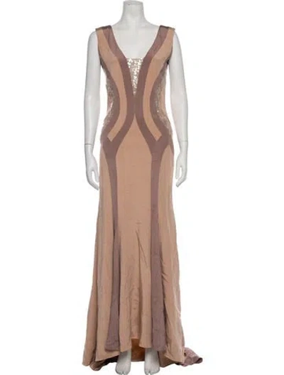 Pre-owned Haney Silk Long Dress In Pink