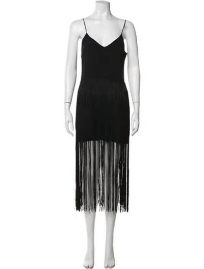 Pre-owned Haney Silk Midi Length Dress In Black