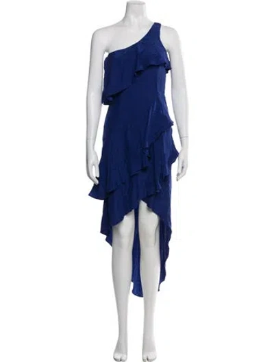 Pre-owned Haney Silk Midi Length Dress In Blue