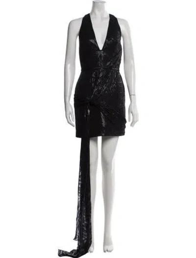 Pre-owned Haney Silk Mini Dress In Black