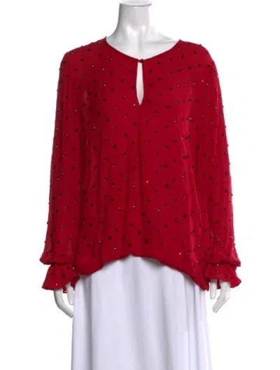 Pre-owned Haney Silk Printed Blouse In Red
