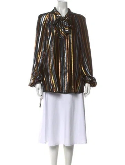 Pre-owned Haney Silk Striped Blouse In Multi