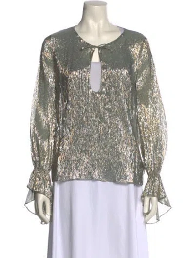 Pre-owned Haney Silk Tie Neck Blouse