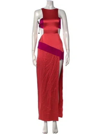Pre-owned Haney Square Neckline Long Dress In Pink