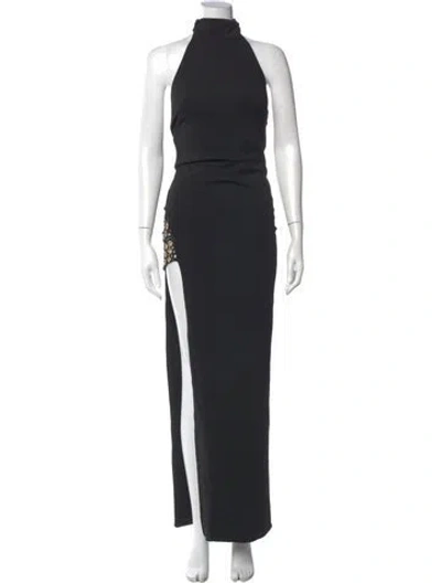 Pre-owned Haney Turtleneck Long Dress In Black