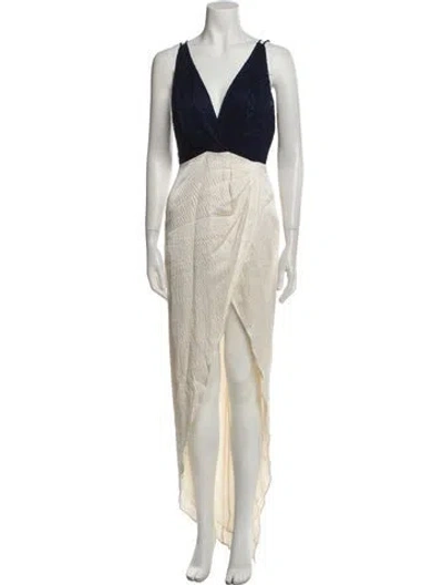 Pre-owned Haney V-neck Long Dress In Multi