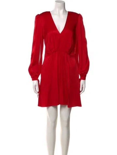 Pre-owned Haney V-neck Mini Dress In Red