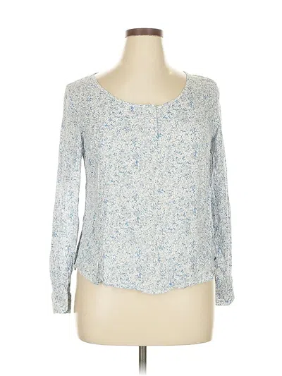 Pre-owned Hang Ten Long Sleeve Blouse In Blue
