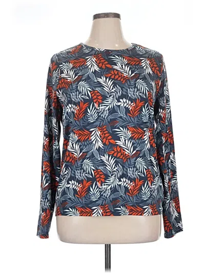 Pre-owned Hang Ten Long Sleeve Blouse In Blue