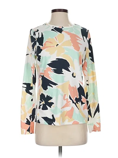 Pre-owned Hang Ten Long Sleeve Blouse In White