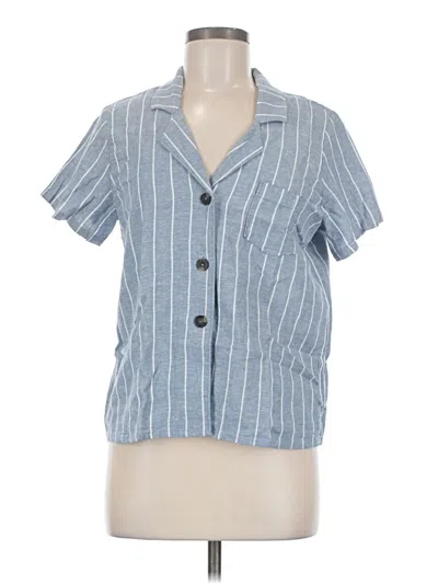 Pre-owned Hang Ten Short Sleeve Blouse In Blue