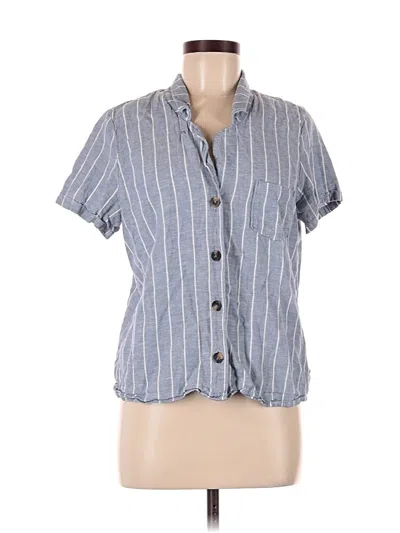 Pre-owned Hang Ten Short Sleeve Blouse In Gray