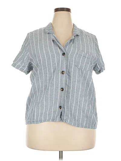 Pre-owned Hang Ten Short Sleeve Button Down Shirt In Blue